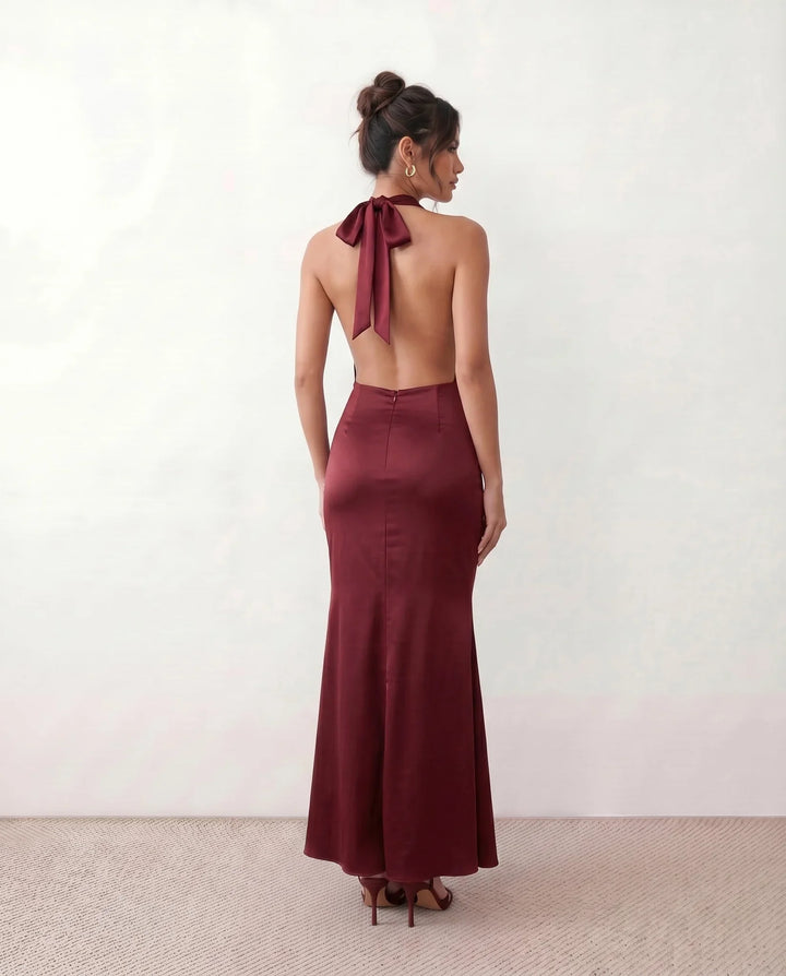 Guinevere | Women's Satin Cowl Neck Maxi Dress