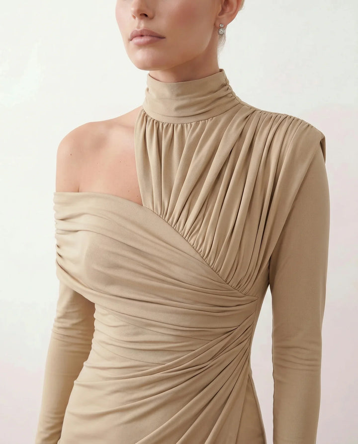 Beatrix | Women's Asymmetric Neck Open Back Midi Dress