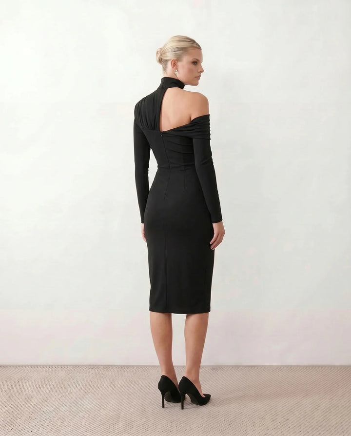 Beatrix | Women's Asymmetric Neck Open Back Midi Dress