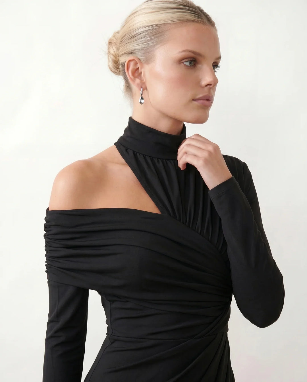 Beatrix | Women's Asymmetric Neck Open Back Midi Dress