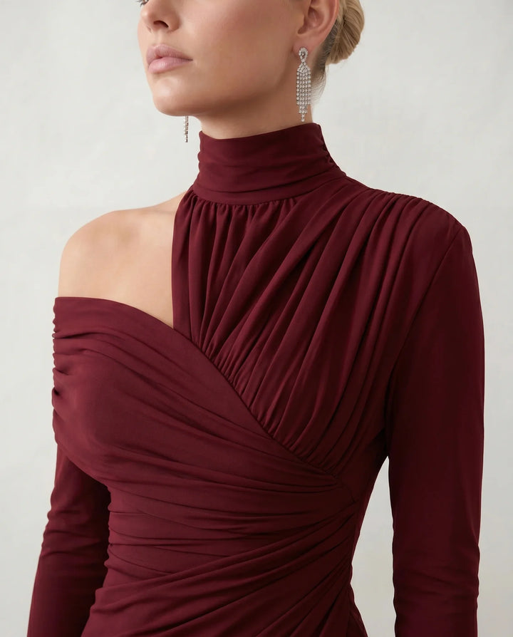 Beatrix | Women's Asymmetric Neck Open Back Midi Dress