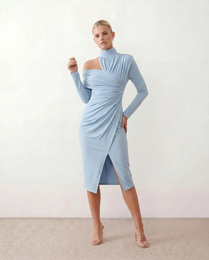 Beatrix | Women's Asymmetric Neck Open Back Midi Dress