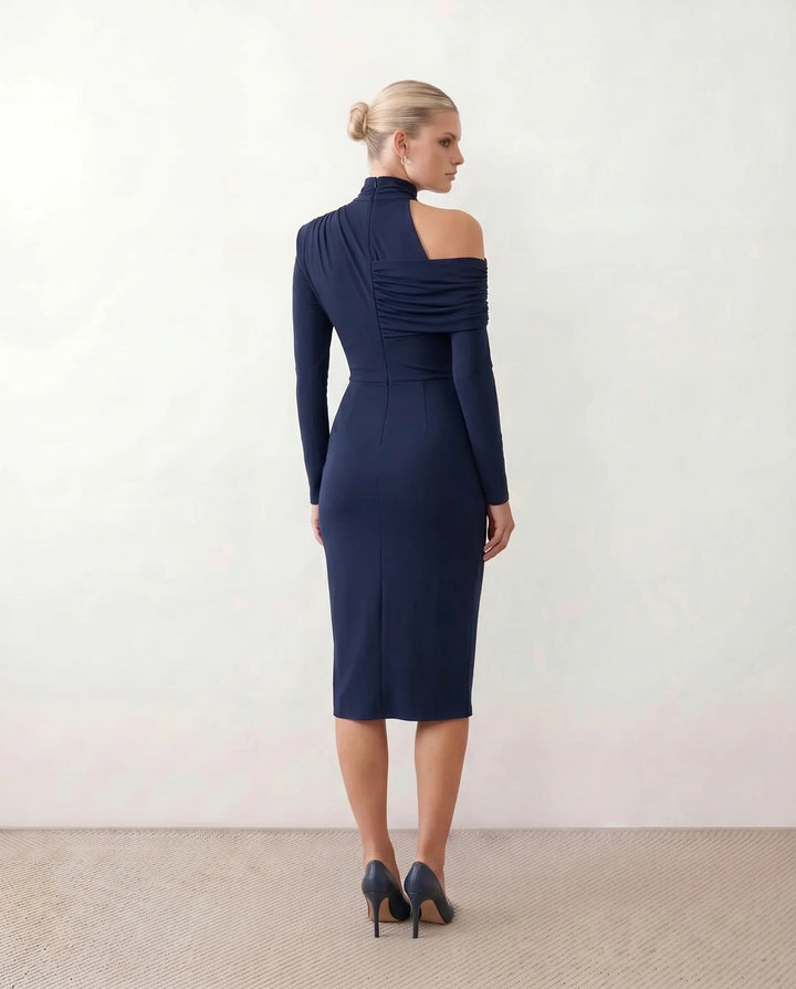 Beatrix | Women's Asymmetric Neck Open Back Midi Dress