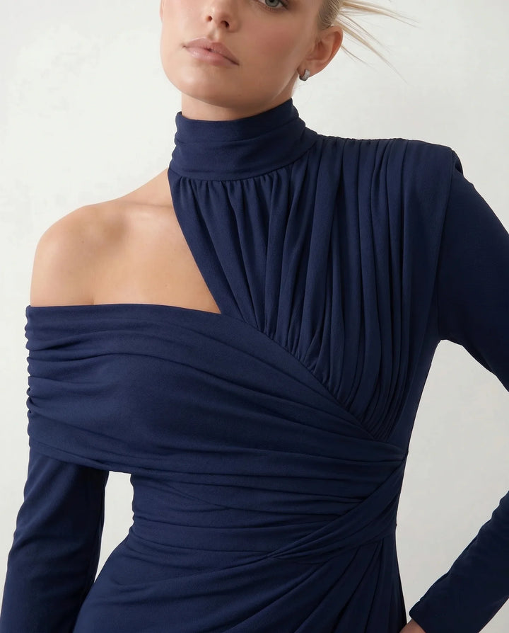 Beatrix | Women's Asymmetric Neck Open Back Midi Dress