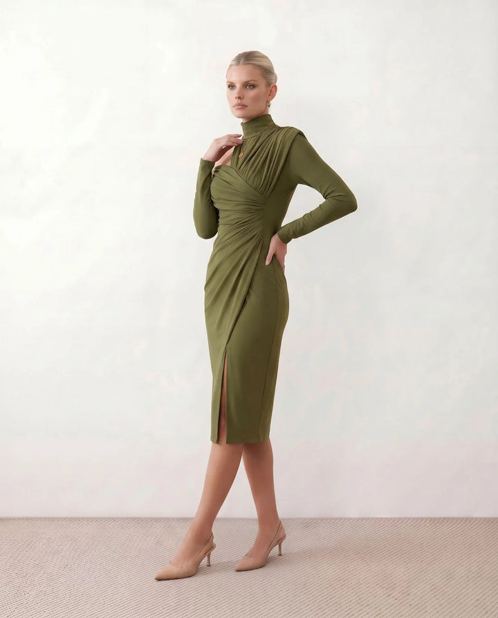 Beatrix | Women's Asymmetric Neck Open Back Midi Dress