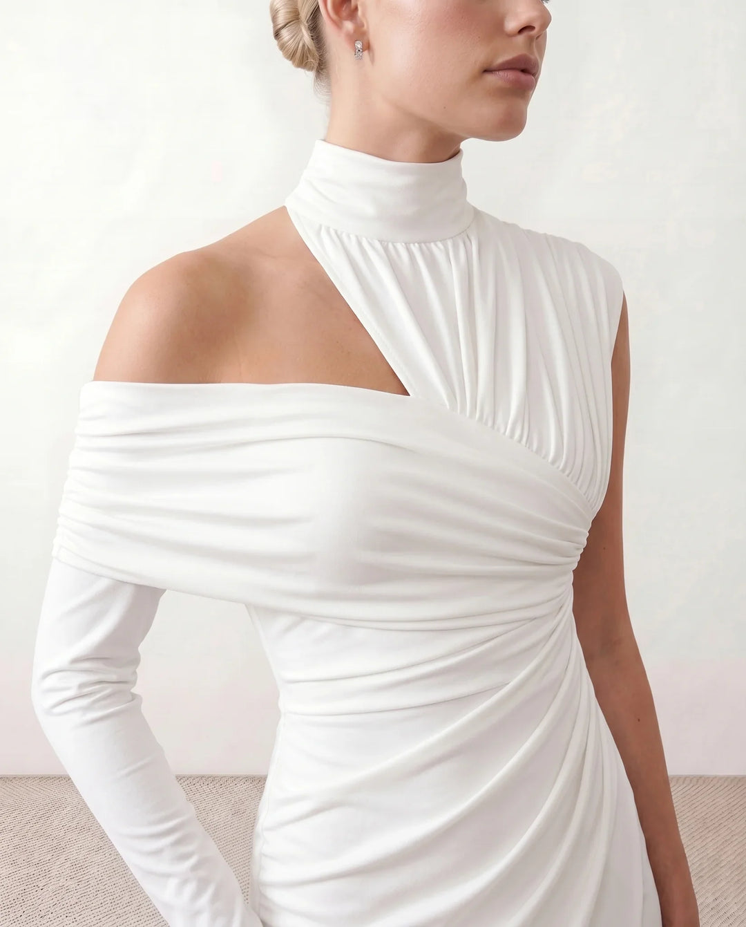 Beatrix | Women's Asymmetric Neck Open Back Midi Dress
