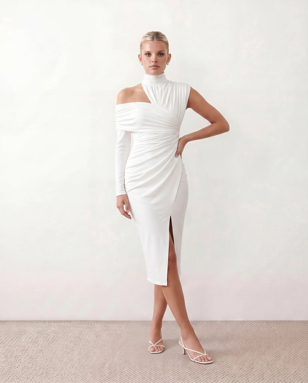 Beatrix | Women's Asymmetric Neck Open Back Midi Dress