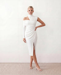 Beatrix | Women's Asymmetric Neck Open Back Midi Dress