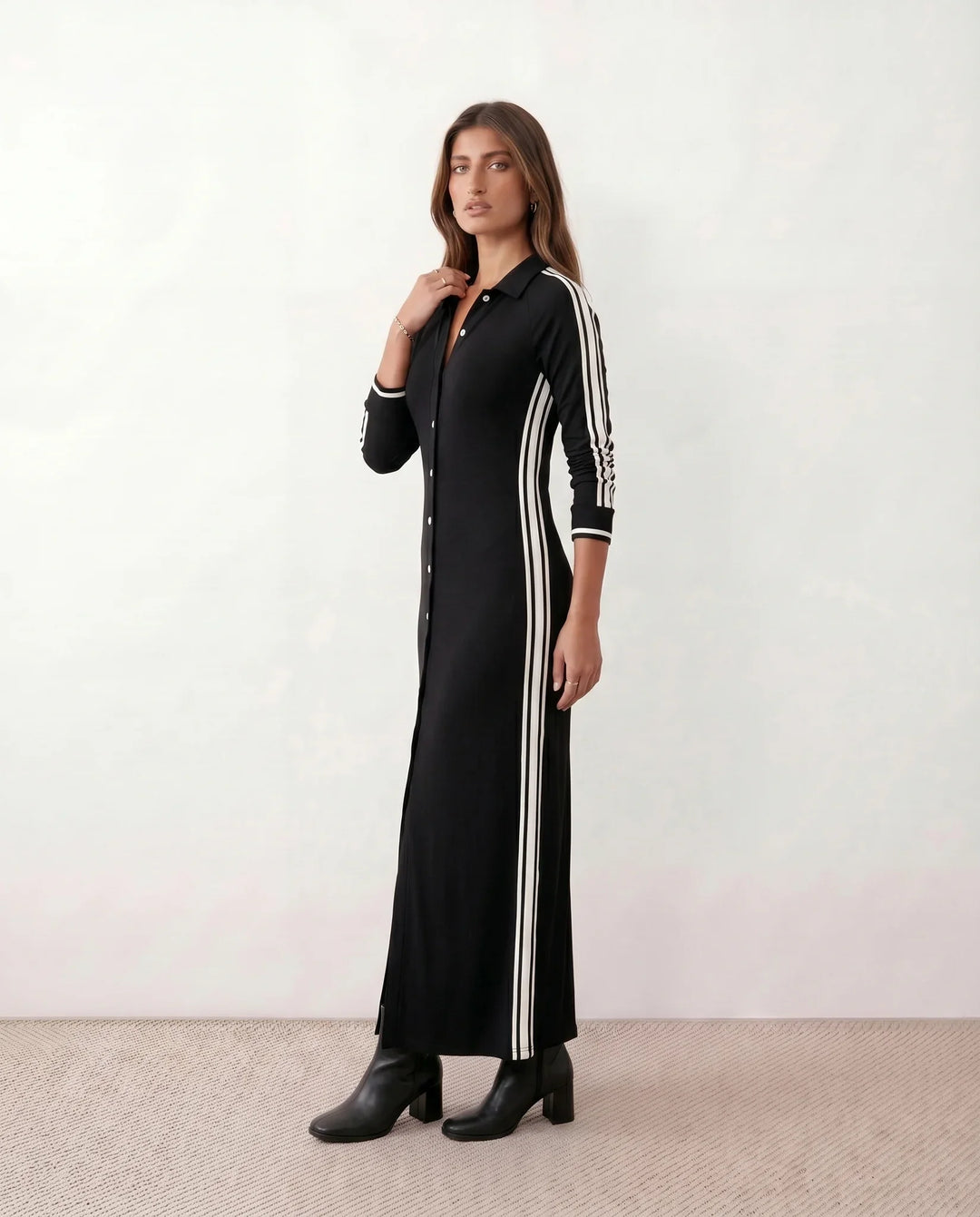 Leonie | Women's Striped Button Front Maxi Dress