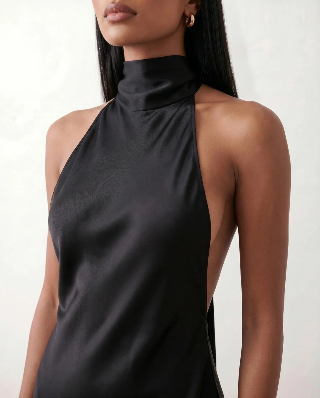 Ophelia | Women's Satin Halter Open Back Maxi Dress