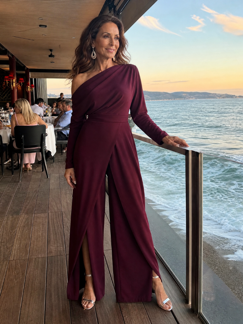 Mathilde | Women's One Shoulder Wide Leg Jumpsuit