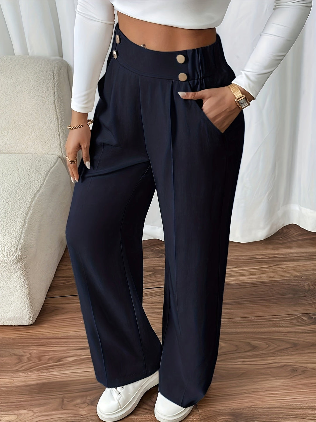 Frankie | Women's High Waist Straight Leg Trousers