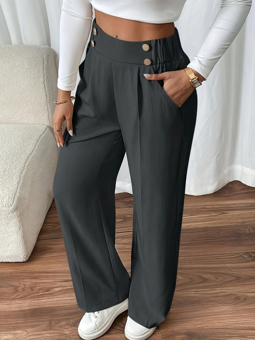Frankie | Women's High Waist Straight Leg Trousers
