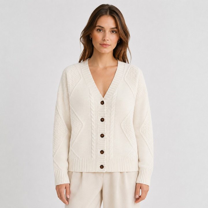 Ada | Women's Cable Knit V Neck Cardigan