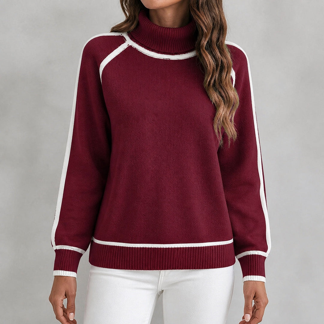 Lottie | Women's Contrast Trim Roll Neck Jumper