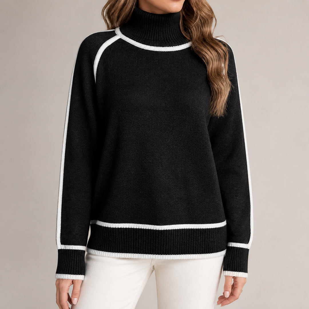 Lottie | Women's Contrast Trim Roll Neck Jumper