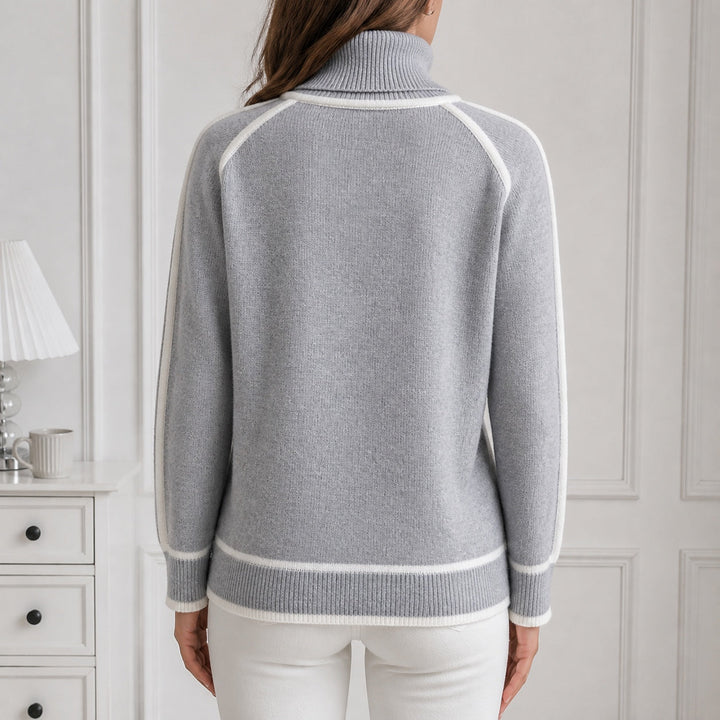 Lottie | Women's Contrast Trim Roll Neck Jumper