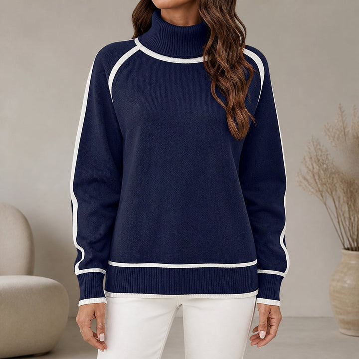 Lottie | Women's Contrast Trim Roll Neck Jumper