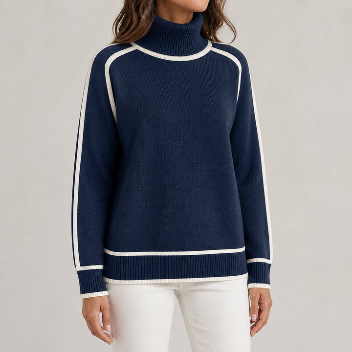 Lottie | Women's Contrast Trim Roll Neck Jumper