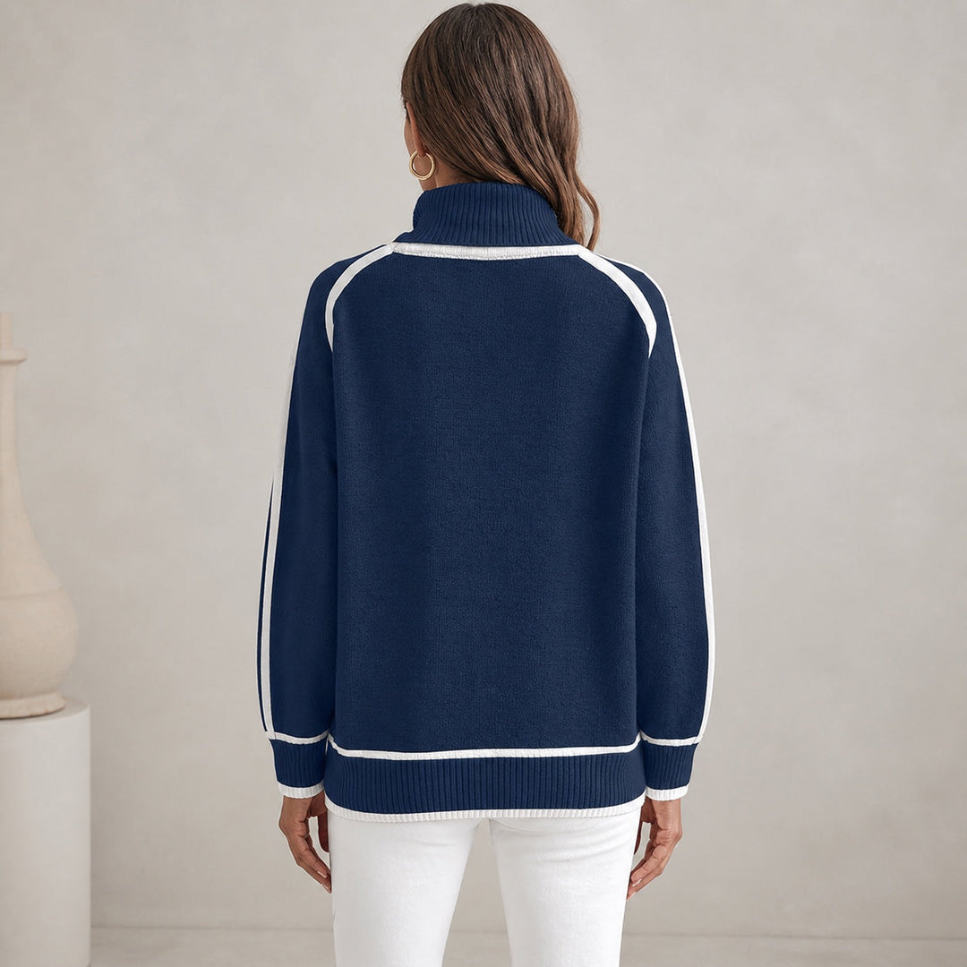 Lottie | Women's Contrast Trim Roll Neck Jumper