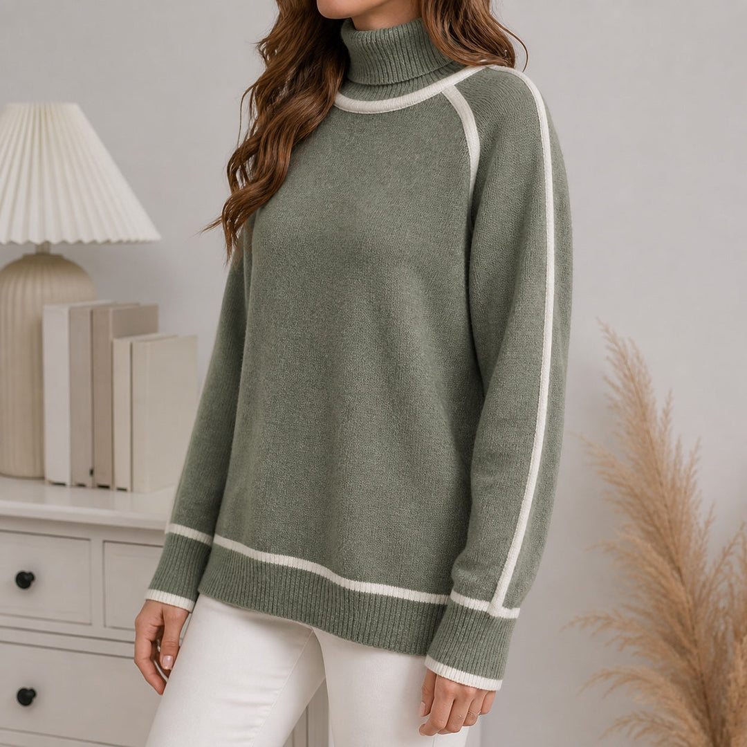 Lottie | Women's Contrast Trim Roll Neck Jumper
