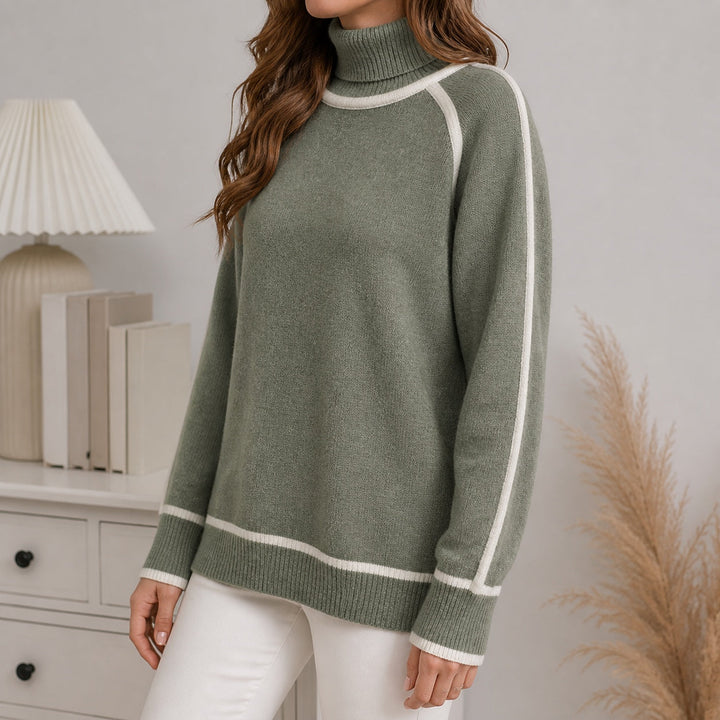 Lottie | Women's Contrast Trim Roll Neck Jumper