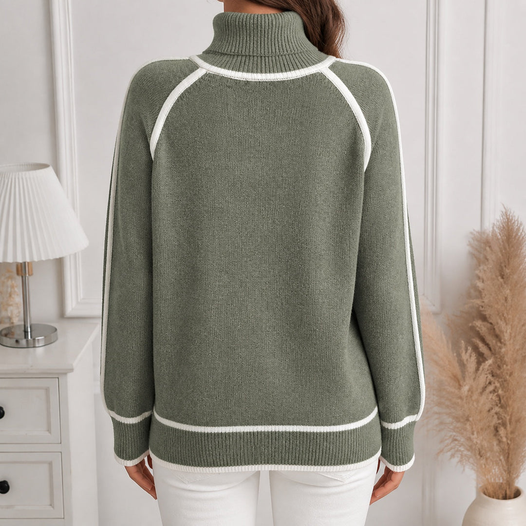 Lottie | Women's Contrast Trim Roll Neck Jumper