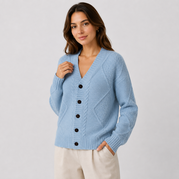 Ada | Women's Cable Knit V Neck Cardigan