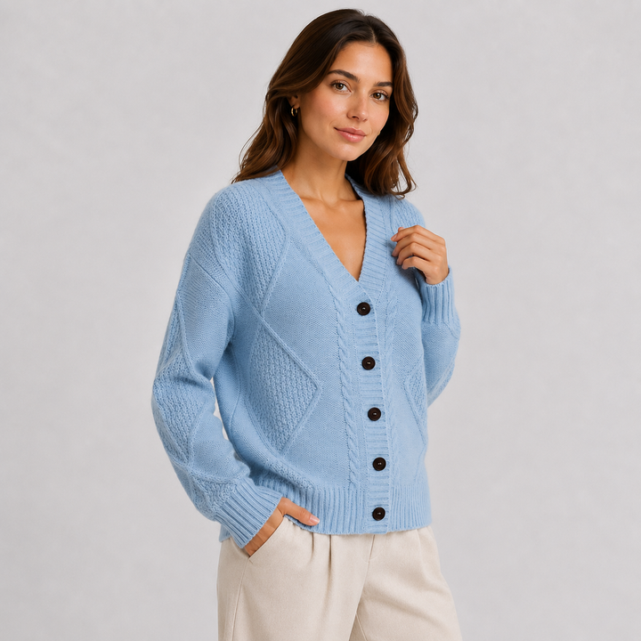 Ada | Women's Cable Knit V Neck Cardigan