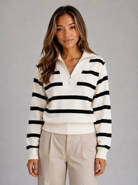 Cassia | Women's Striped Half Zip Jumper