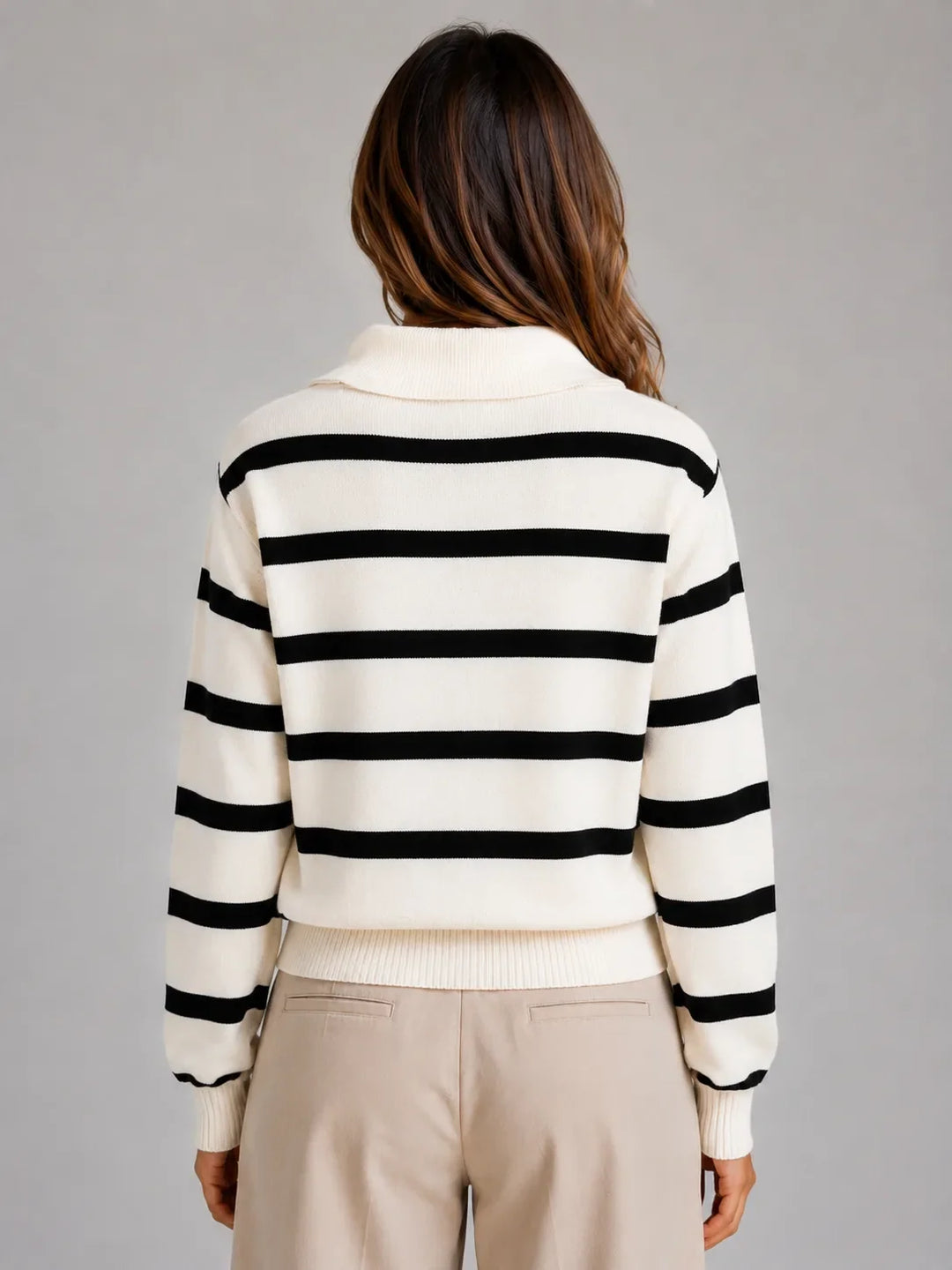 Cassia | Women's Striped Half Zip Jumper