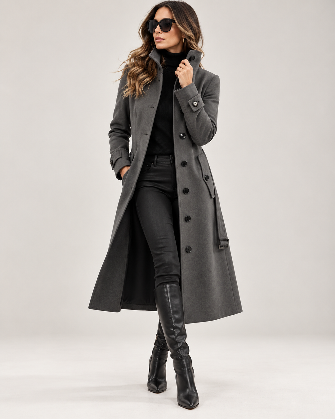 Arabelle | Women's High-Neck Belted Trench Coat