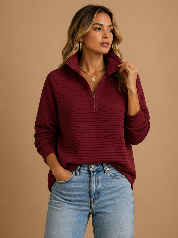 Freya | Women's Half Zip Funnel Neck Sweater