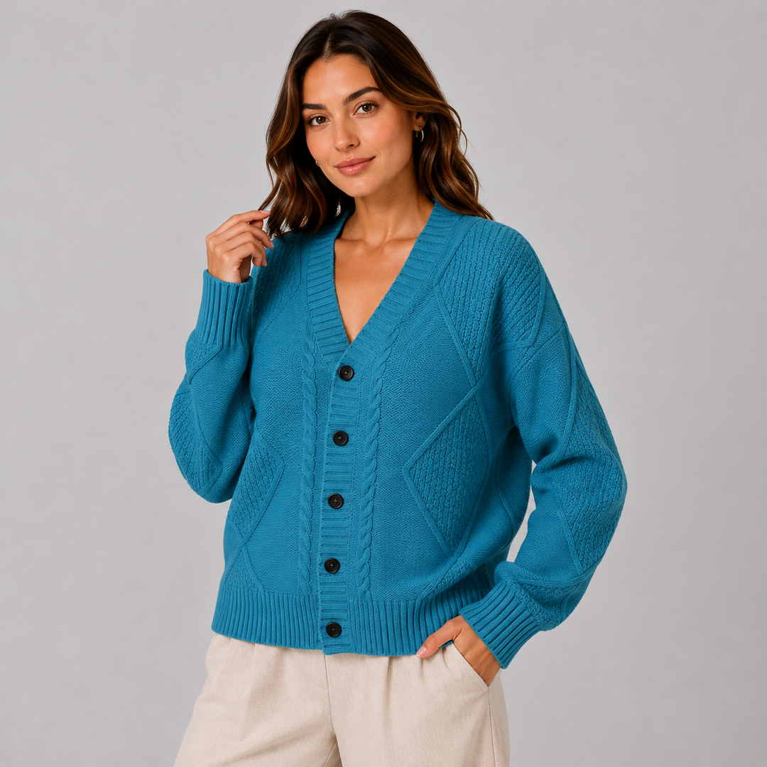 Ada | Women's Cable Knit V Neck Cardigan