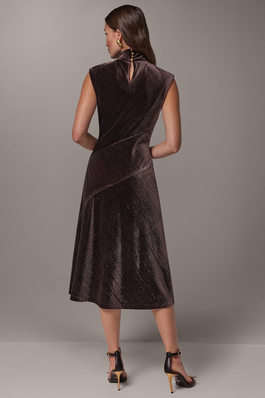 Ambre | Women's Velvet Mock Neck Midi Dress