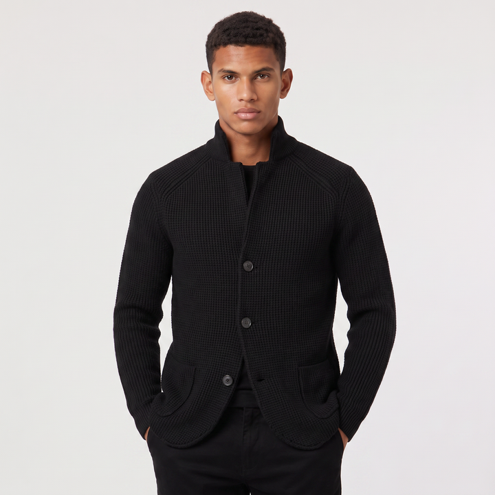 Flynn | Men's Stand Collar Button Front Knit Cardigan