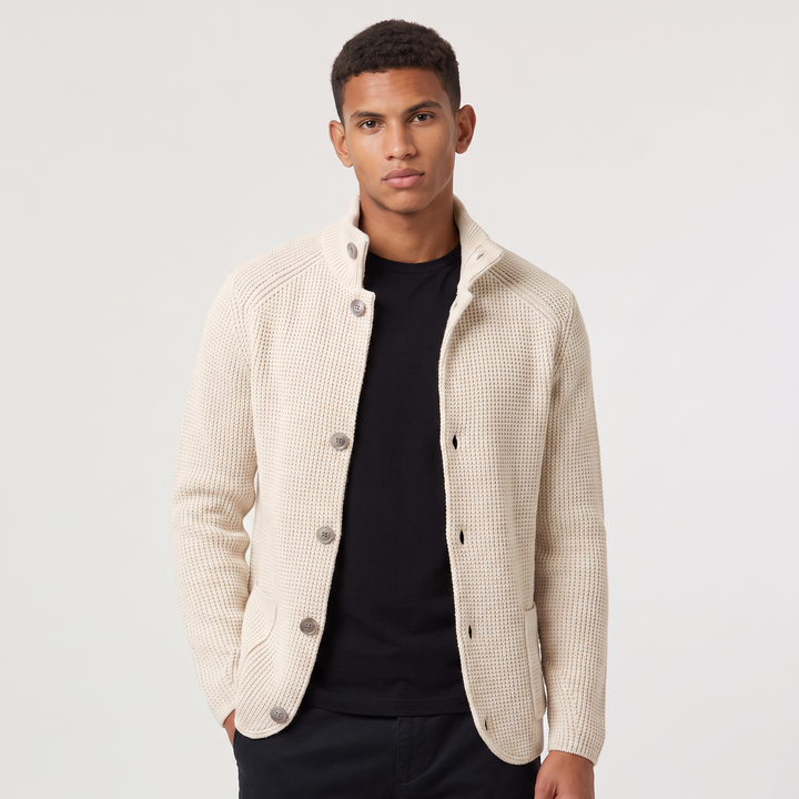 Flynn | Men's Stand Collar Button Front Knit Cardigan
