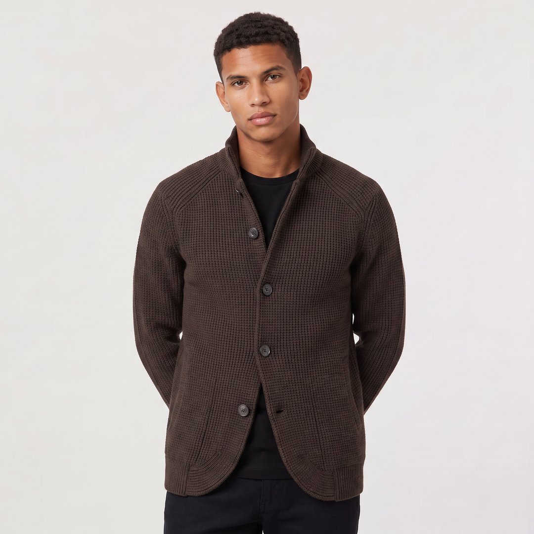 Flynn | Men's Stand Collar Button Front Knit Cardigan