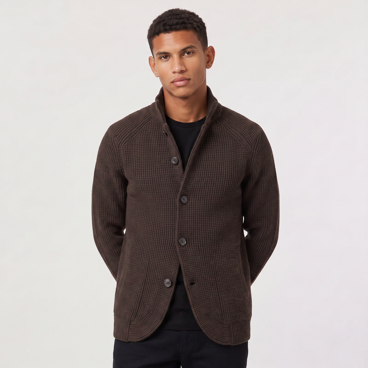 Flynn | Men's Stand Collar Button Front Knit Cardigan