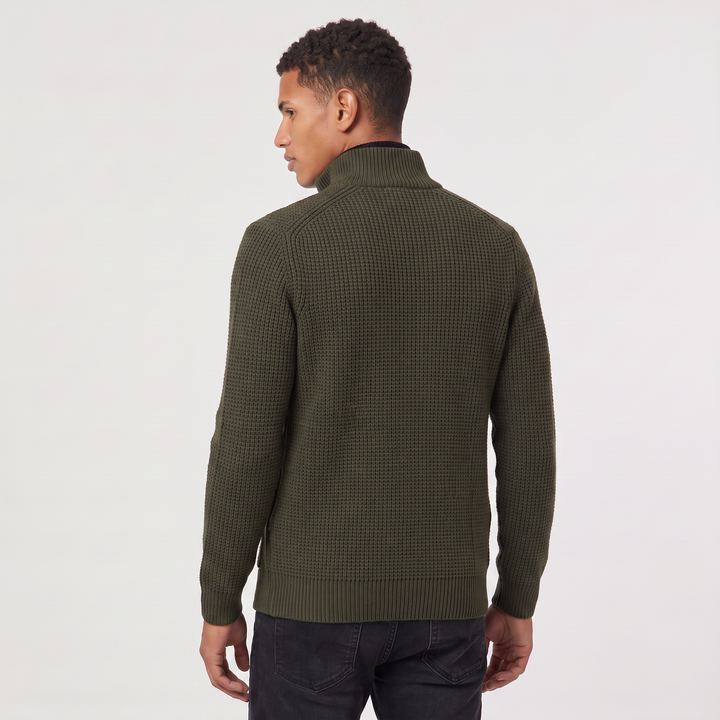 Flynn | Men's Stand Collar Button Front Knit Cardigan