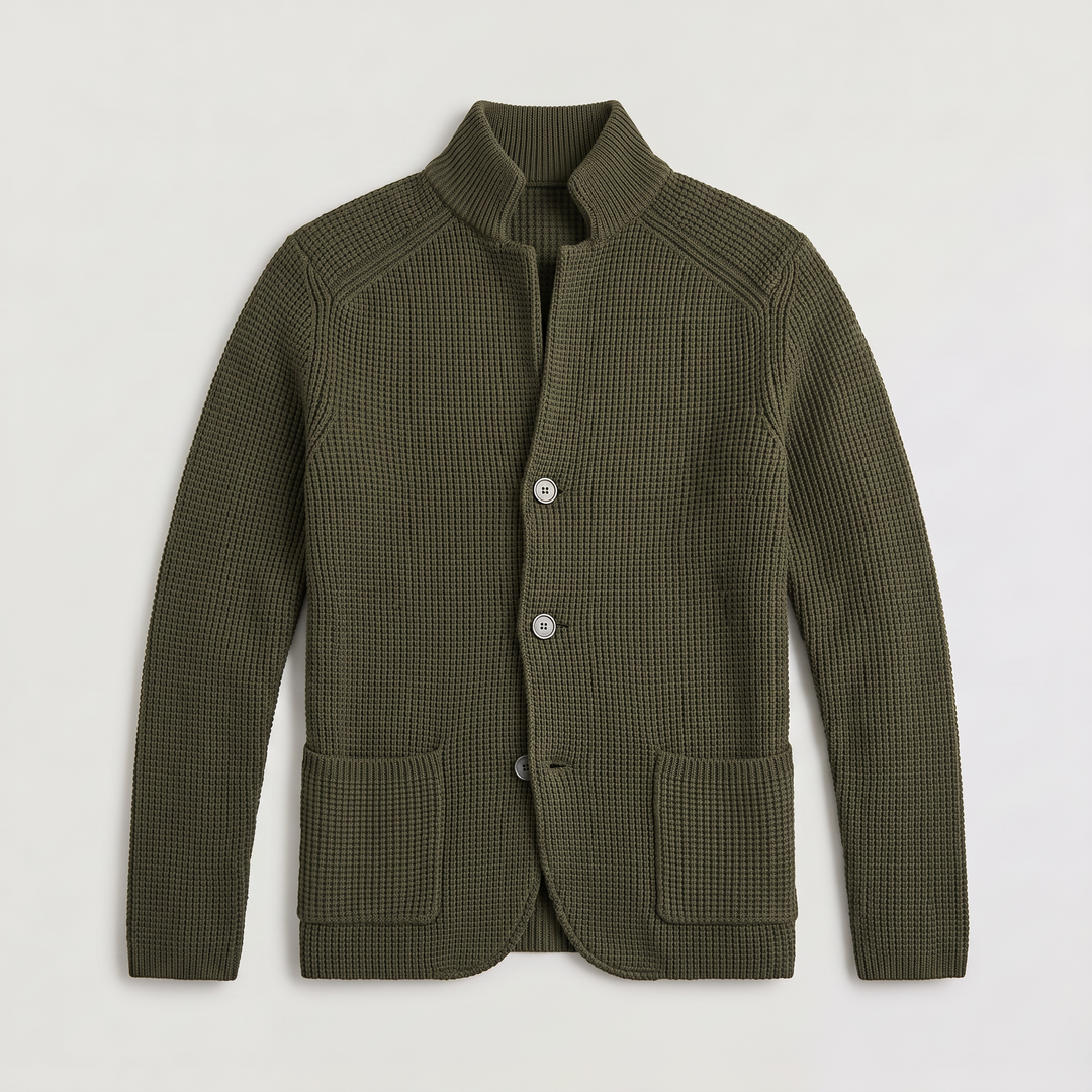 Flynn | Men's Stand Collar Button Front Knit Cardigan