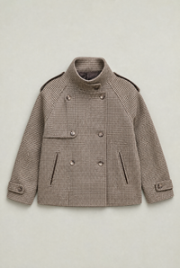 Odette | Women's Houndstooth Funnel Neck Jacket
