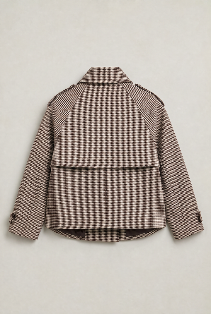 Odette | Women's Houndstooth Funnel Neck Jacket
