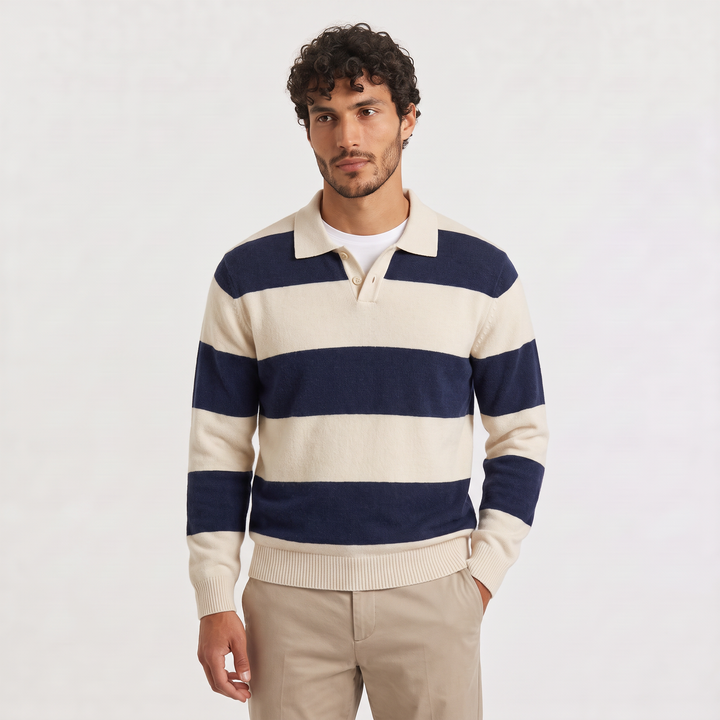 Spencer | Men's Striped Knit Polo Jumper
