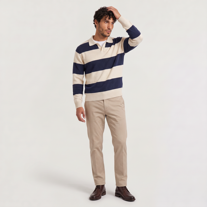 Spencer | Men's Striped Knit Polo Jumper