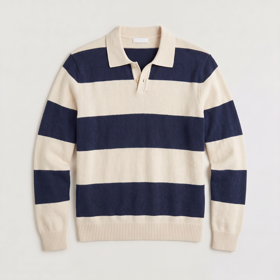 Spencer | Men's Striped Knit Polo Jumper