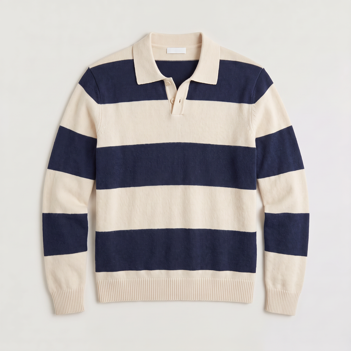Spencer | Men's Striped Knit Polo Jumper