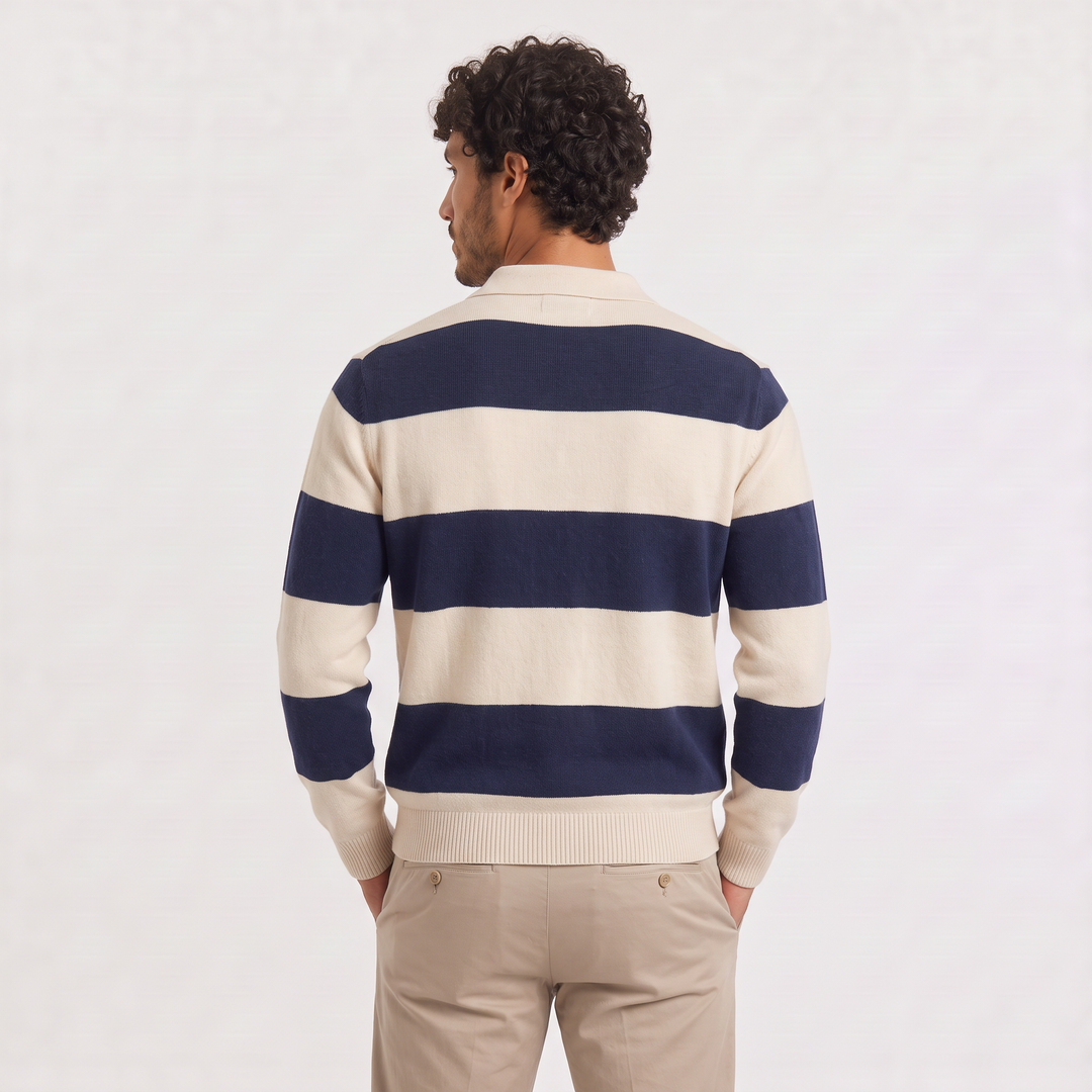 Spencer | Men's Striped Knit Polo Jumper