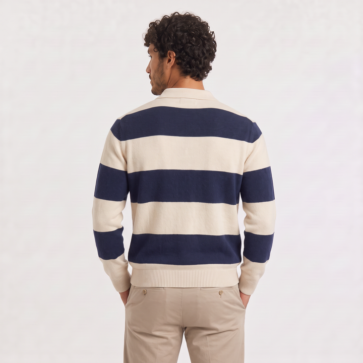 Spencer | Men's Striped Knit Polo Jumper