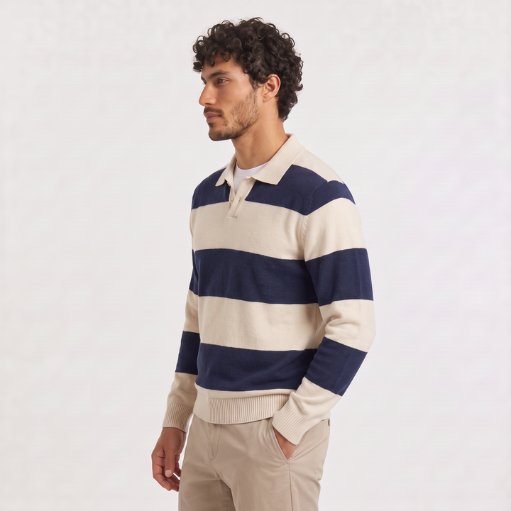 Spencer | Men's Striped Knit Polo Jumper